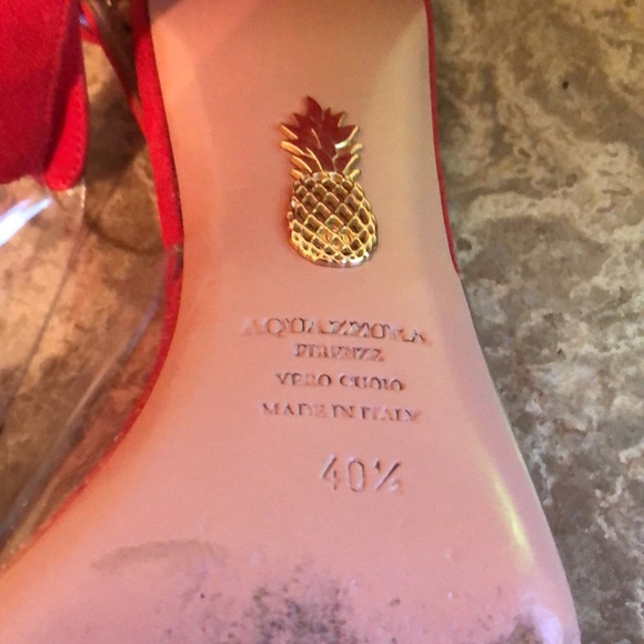 ❌SOLD❌Aquazzura Red Suede & PVC Slingback Block Heel (Size 40.5 IT) - Picture 13 of 13